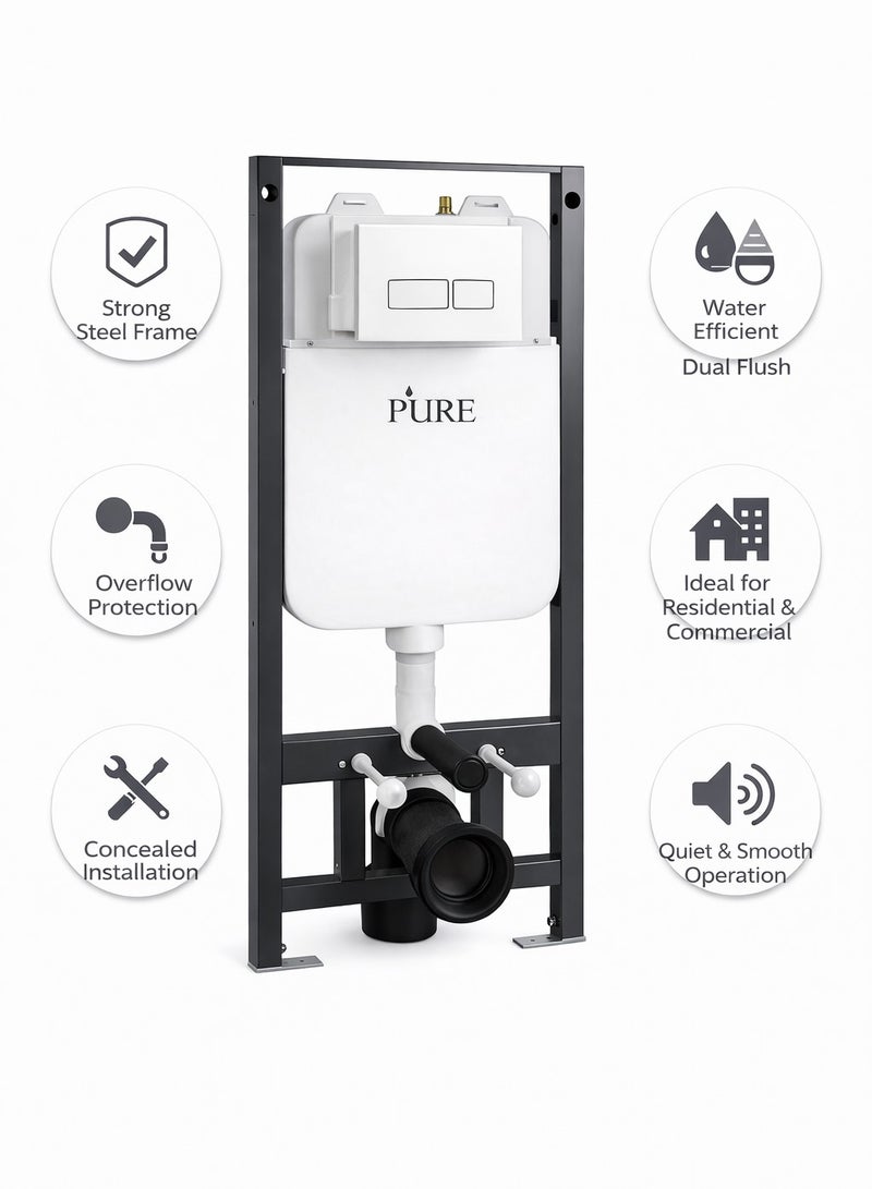 Pure Concealed In-Wall Toilet Cistern with Dual Flush Valve & Heavy-Duty Support Frame - Image 1